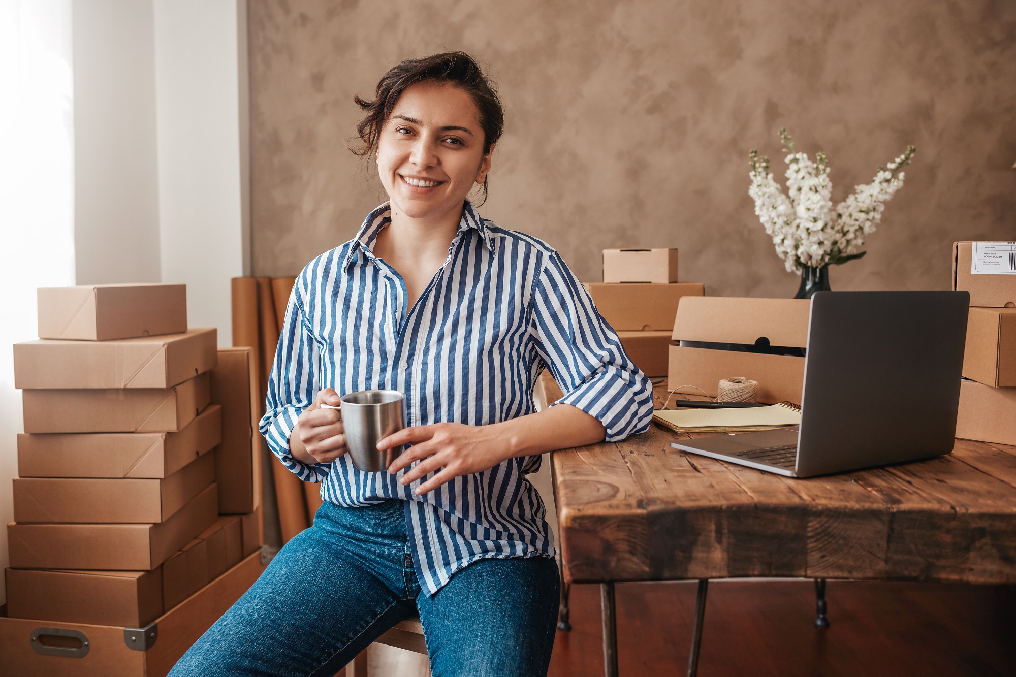 Confident online business owner stock photo