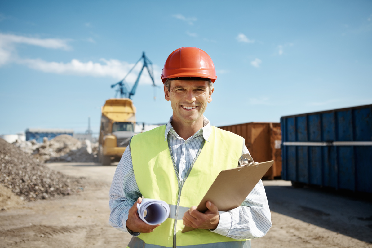 An engineer at a construction site