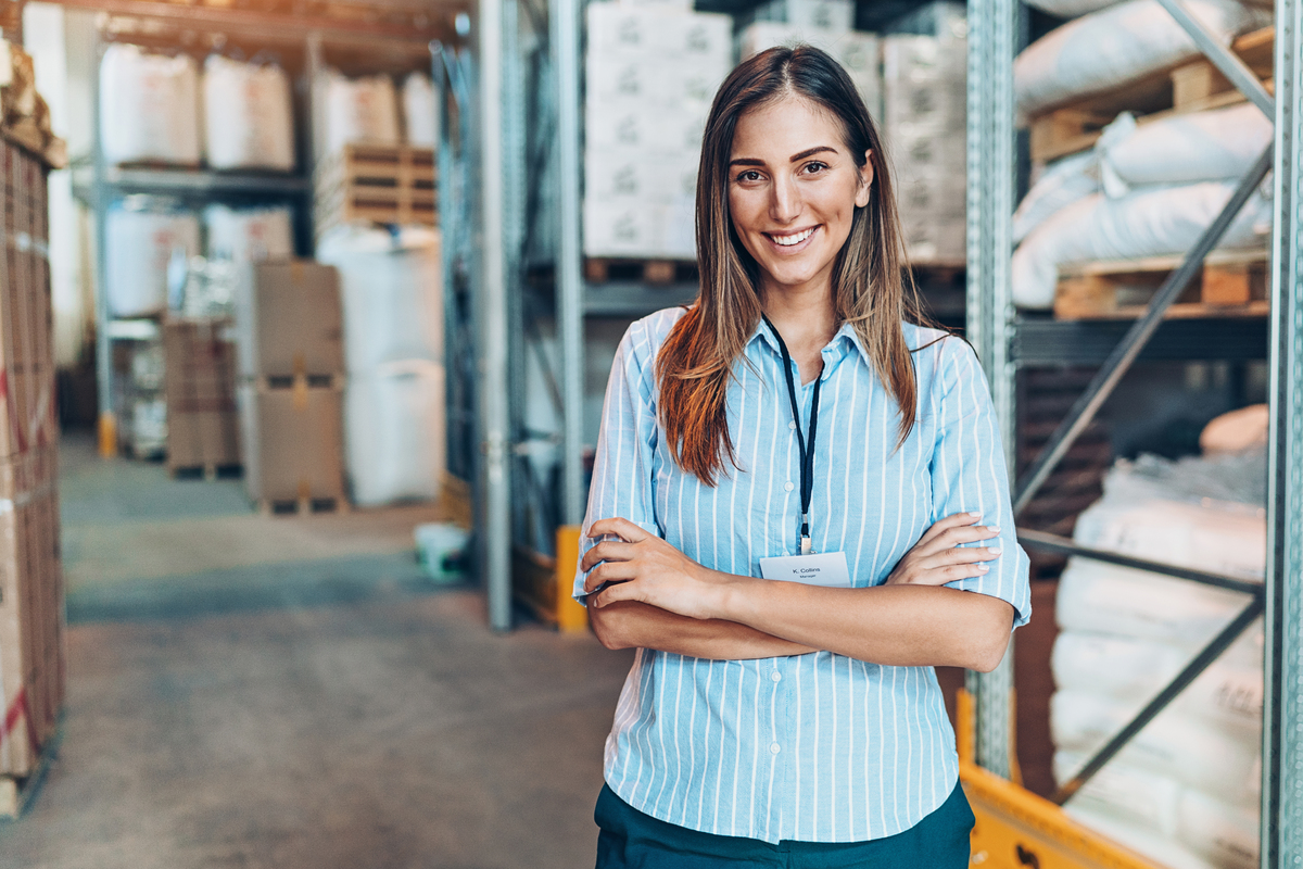Female warehouse manager